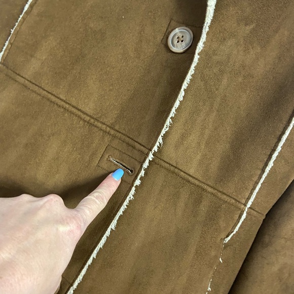 Vintage Old Navy Faux Suede Sherpa Lined Trenchcoat - Picture 10 of 13